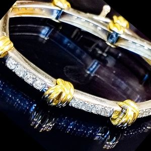 Two tone diamond bracelet  white yellow gold